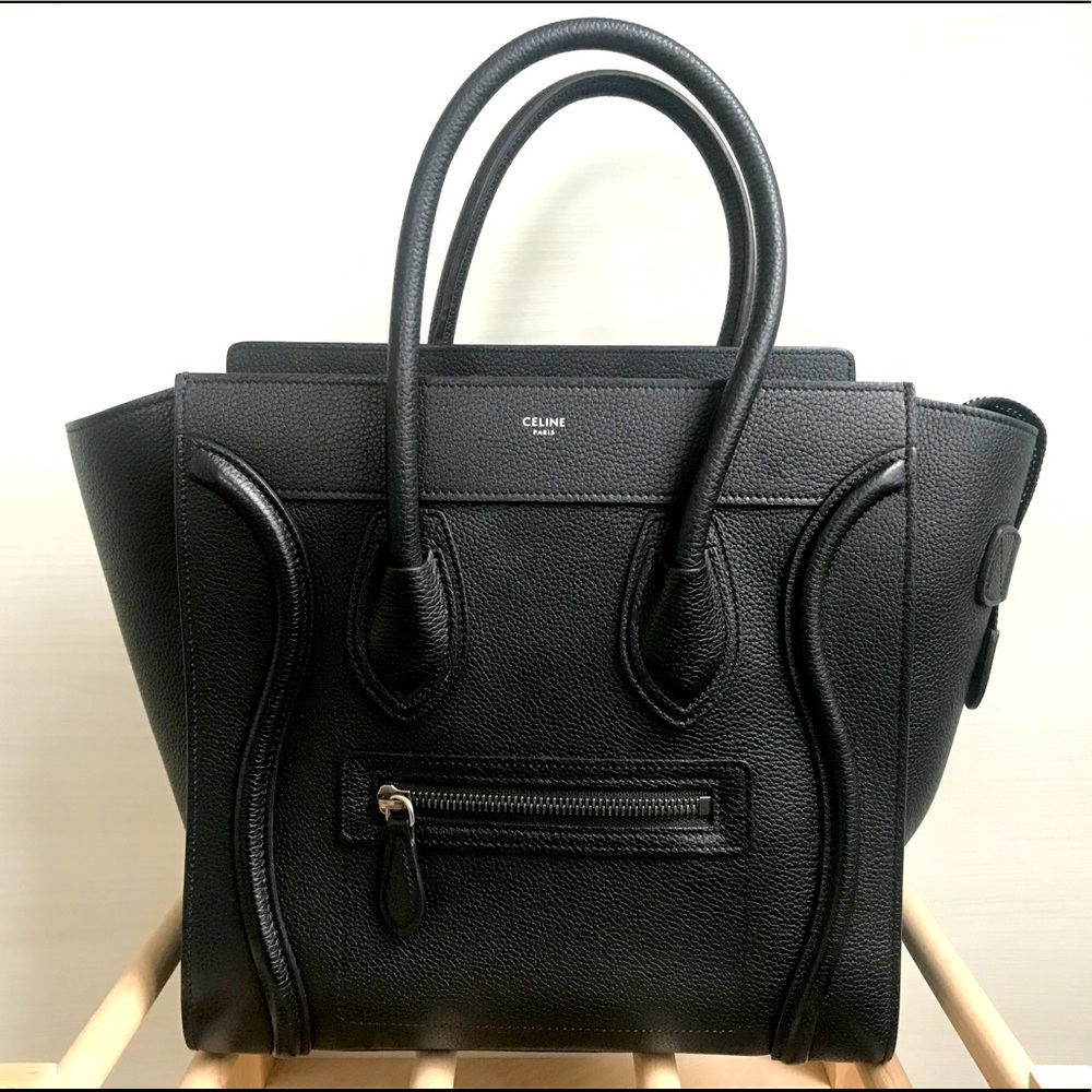 Celine micro luggage in drummed calfskin.